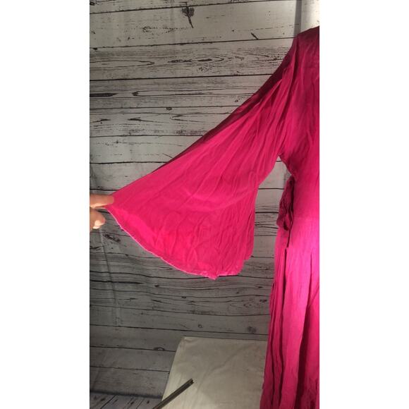 NWT Belma Vintage pink wrap long sleeved maxi dress one size plus - Picture 4 of 13